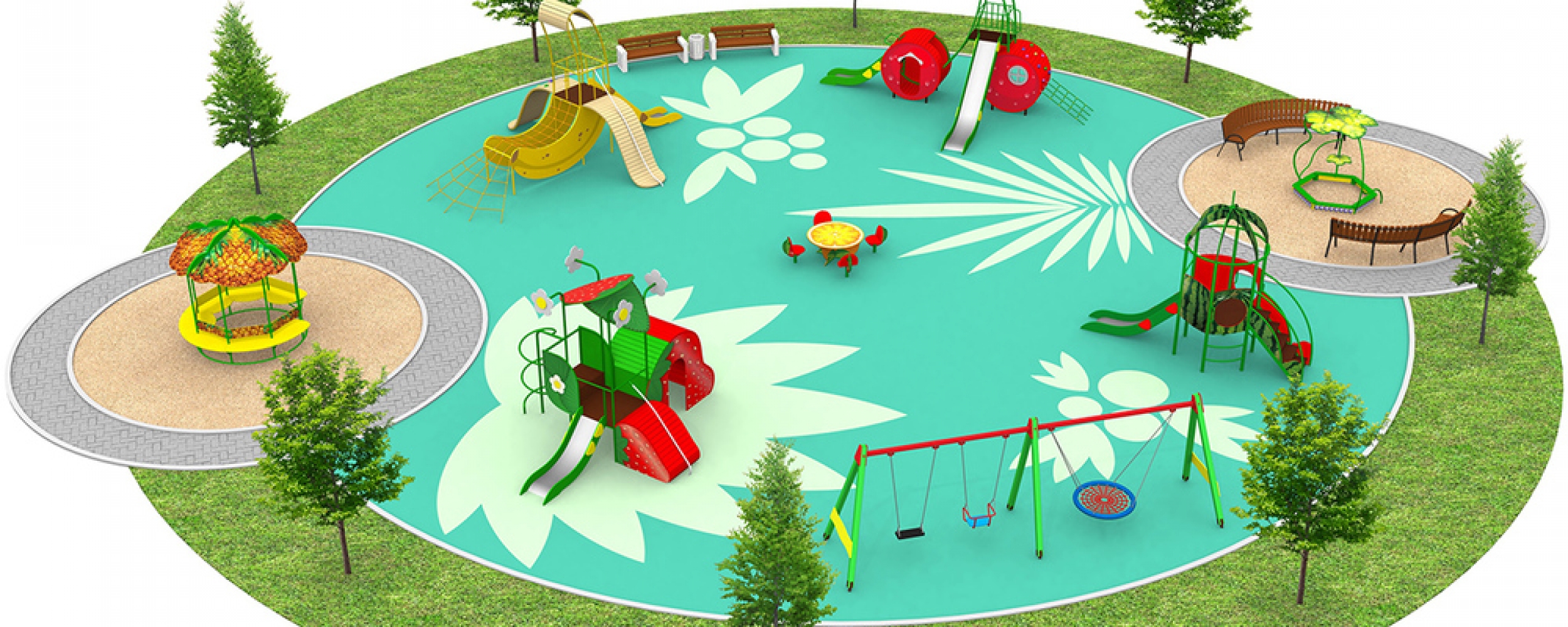 Детские площадки в стиле Фрукты — купить оборудование для детской площадки  в компании АВЕН