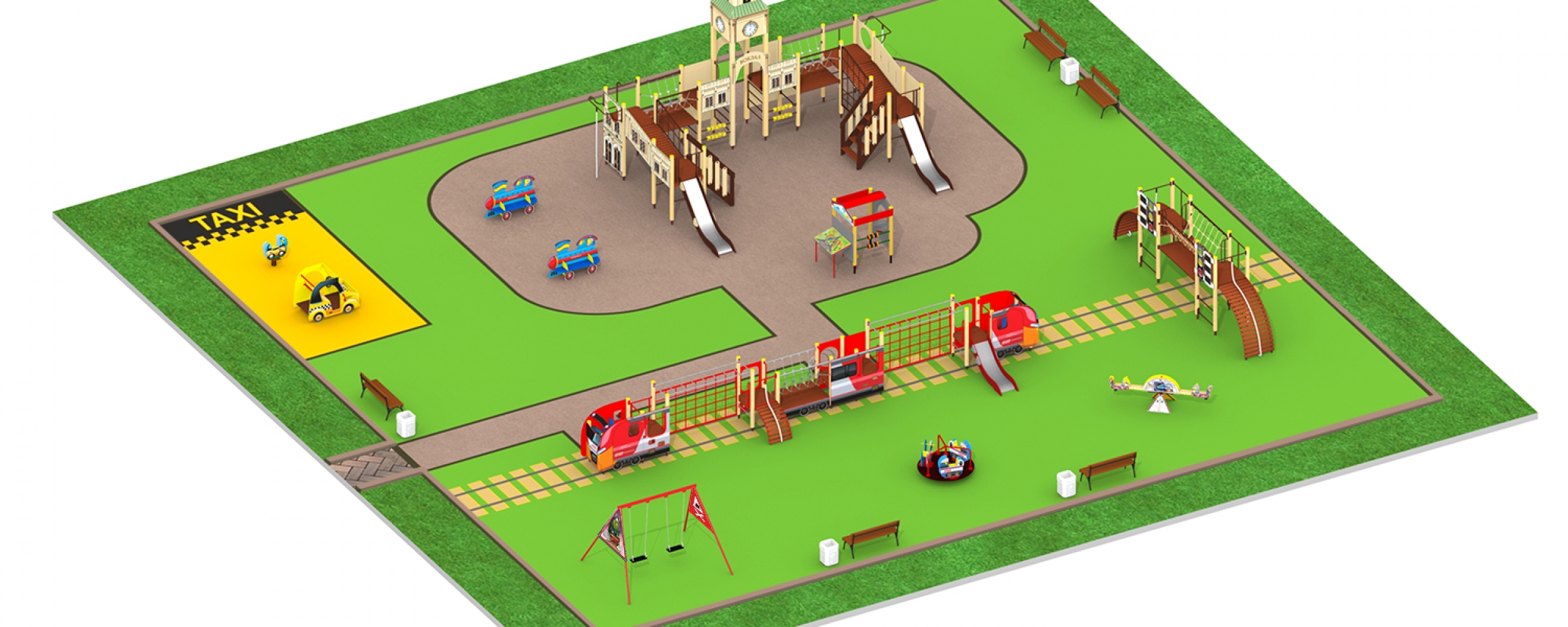 Детские площадки в стиле "Железная дорога"