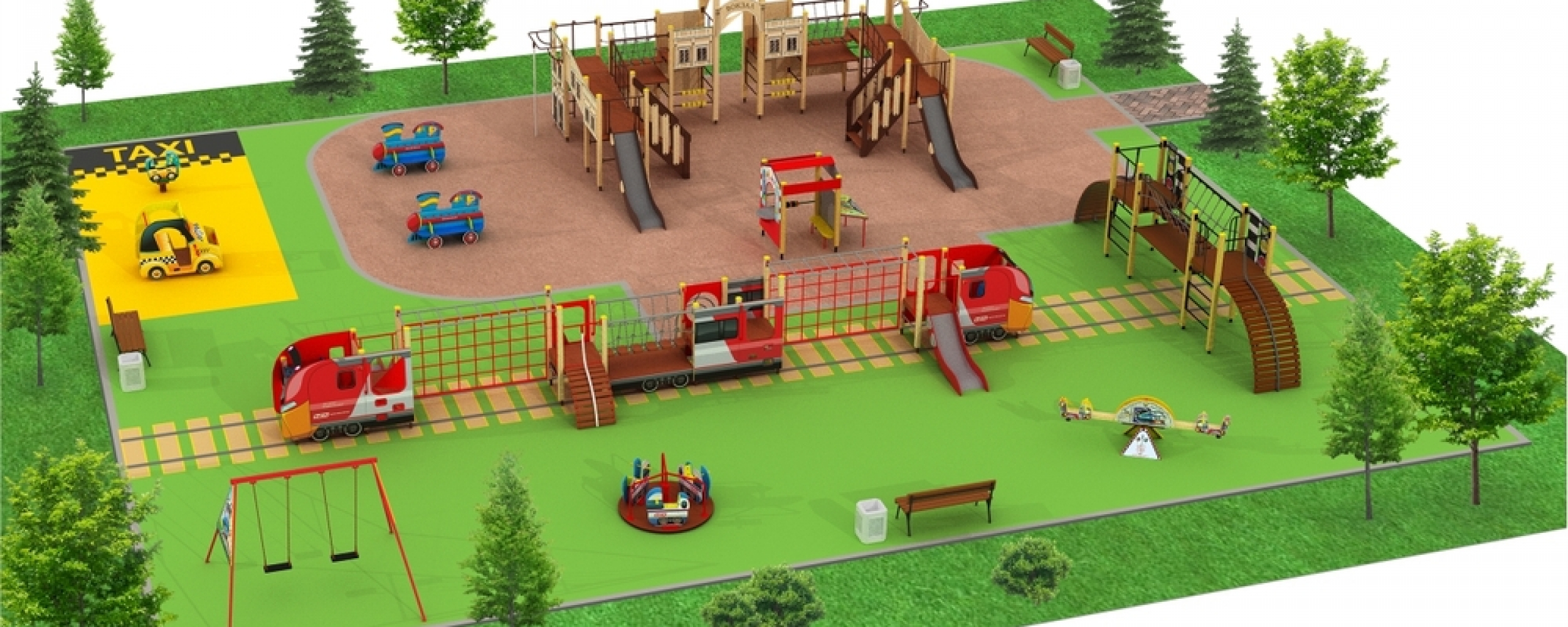 Детские площадки в стиле "Железная дорога"