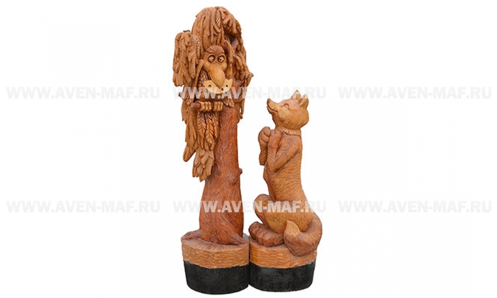 Деревянная фигура "Лиса и ворона"