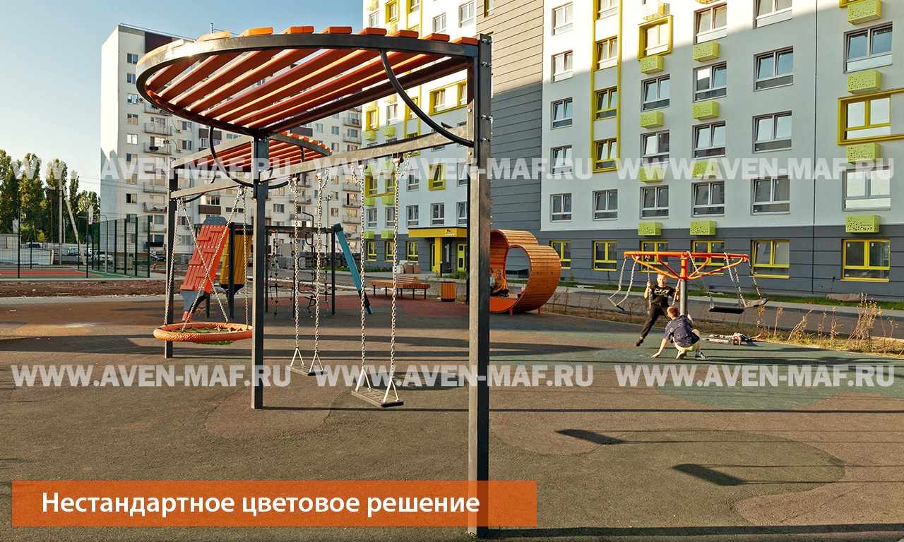 Качели маятниковые К-75/2 с цепным подвесом "Гнездо" и Тип-2