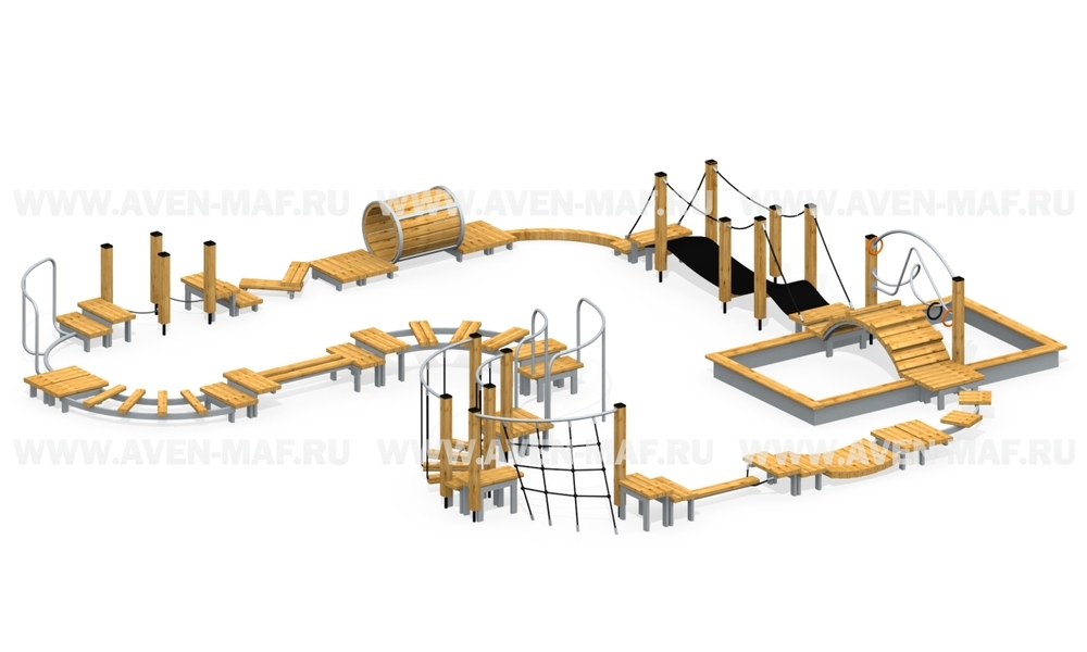 Модульная полоса препятствий с песочницей МПП-1 — купить в компании Авен  для детской площадки или дачи