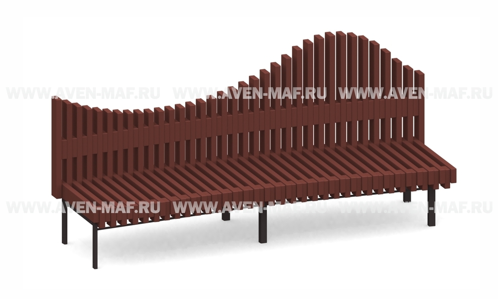Скамейка на металлическом каркасе С-225 коричневая
