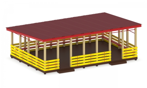 Беседка на деревянных столбах Ш-16/2 д (борта из доски)