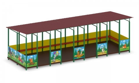 Беседка на металлических столбах Сказка Ш-16/3м (борта из доски, фанеры)