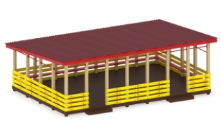 Беседка на деревянных столбах Ш-16/2 д (борта из доски)
